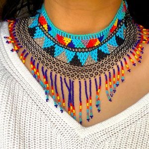 Beaded Native Tribal Neckpiece Necklace Choker